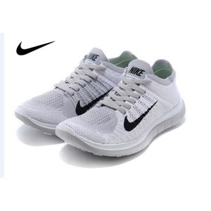 Nike Free 4.0 Flyknit White and Gray Womens 8